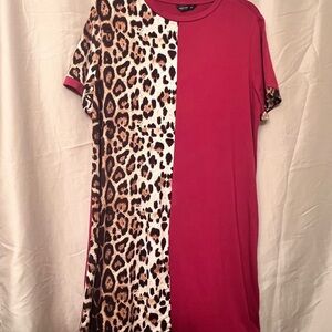 SHEIN Red and Leopard Print Dress